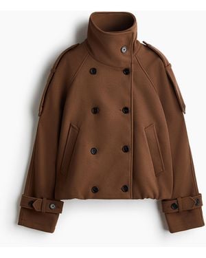 H&M Double-breasted Jas Met Tunnelkraag - Bruin