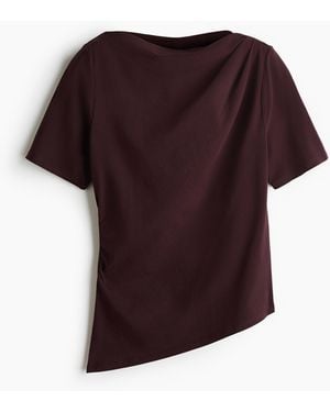 H&M Asymmetrisches Shirt mit Drapierung - Rot