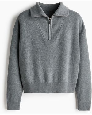 H&M Pullover mit Zipper - Grau