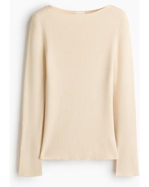 H&M Ribgebreide Top - Naturel