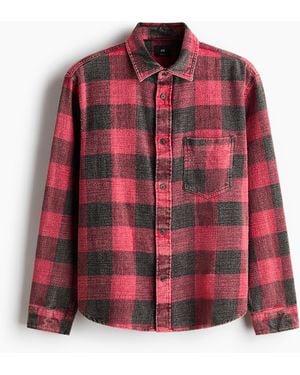 H&M Baumwollhemd in Relaxed Fit - Rot