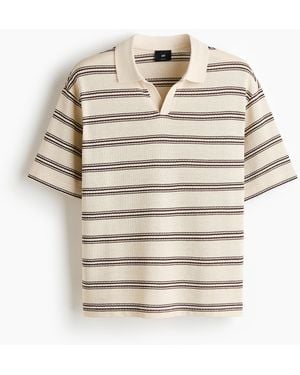 H&M Gestricktes Poloshirt in Relaxed Fit - Natur