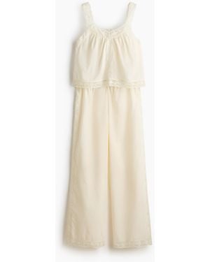 H&M Nachtwäsche aus Baumwolle mit Spitze - Weiß