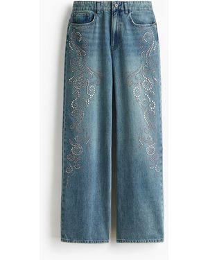H&M Straight Regular Waist Jeans - Blau