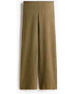 H&M Ribgebreide Broek - Groen