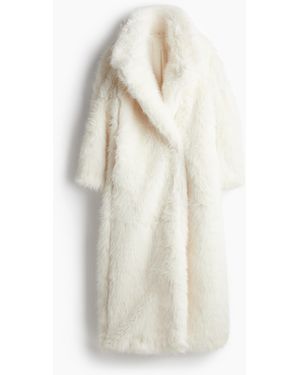 H&M Flauschiger Maximantel - Weiß