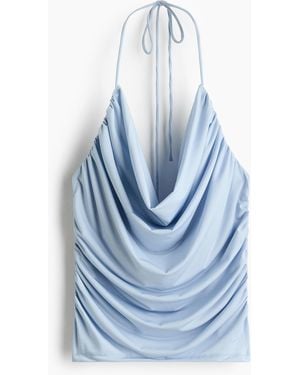 H&M Drapiertes Neckholder-Top - Blau