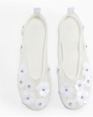 H&M Mesh-Ballerinas mit Applikationen - Weiß
