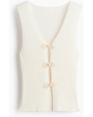 H&M Top in Rippstrick mit Knebelknöpfen - Weiß
