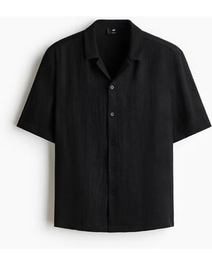 H&M Freizeithemd in Relaxed Fit - Schwarz
