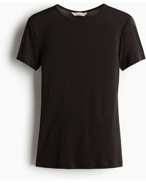 H&M T-Shirt aus Pima-Baumwolle - Schwarz