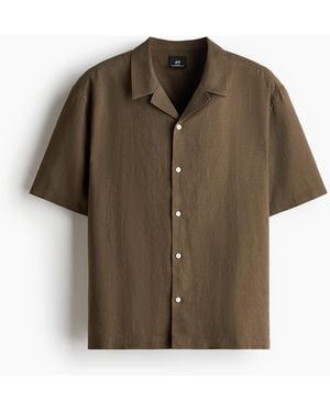 H&M Freizeithemd aus Leinengemisch in Relaxed Fit - Braun