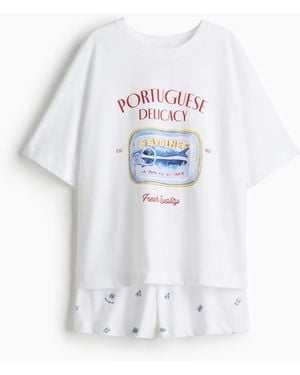 H&M Bedruckter Pyjama - Weiß
