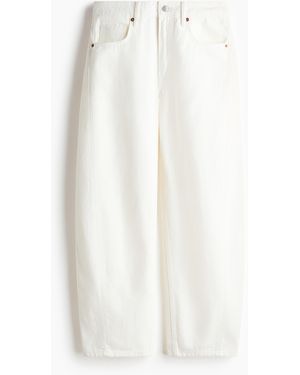 H&M Barrel Regular Waist Ankle Jeans - Weiß