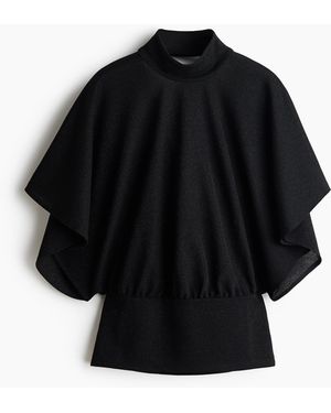 H&M Drapiertes Shirt mit Wasserfallausschnitt - Schwarz