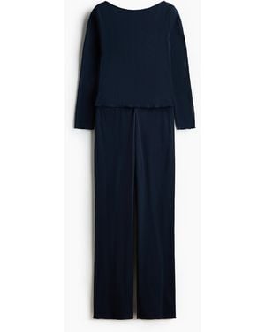 H&M Baumwollpyjama mit Pointellemuster - Blau