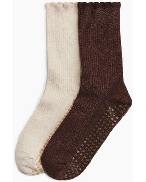 H&M 2-pack glittery anti-slip yoga socks - Braun