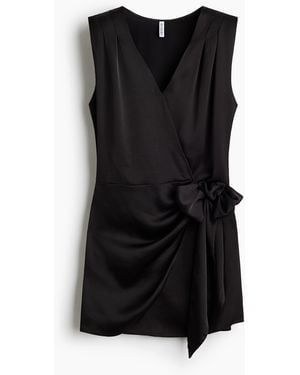 H&M Satijnen Overslagjurk - Zwart