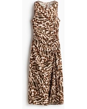 H&M Kleid aus Satin mit Kordelzugdetail - Natur