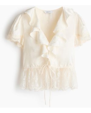 H&M Peplumbluse mit Volantärmeln - Weiß