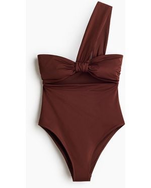 H&M One-Shoulder-Badeanzug mit wattierten Cups - Lila
