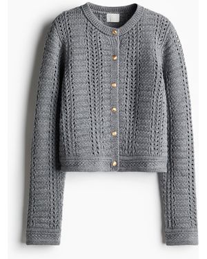 H&M Cardigan in Pointellestrick - Grau