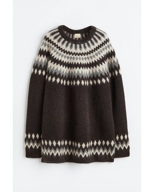 H&M Jacquardgebreide Trui Van Mohairmix - Zwart