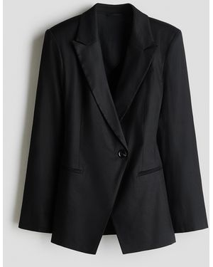 H&M Easy Care Blazer aus Leinengemisch in Slim Fit - Schwarz