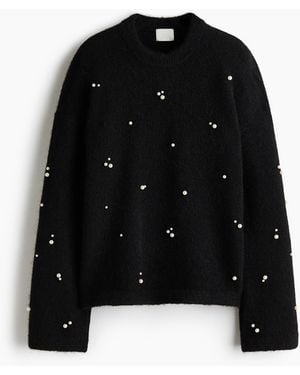 H&M Oversized Trui Met Kraaltjes - Zwart