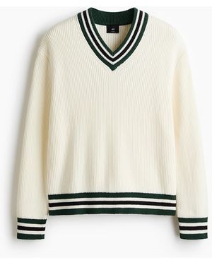 H&M Gerippter Pullover in Relaxed Fit - Weiß