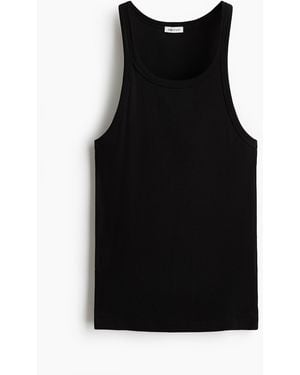 H&M Geripptes Tanktop - Schwarz