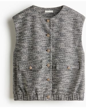 H&M Oversized Bouclé-knit Waistcoat - Grijs
