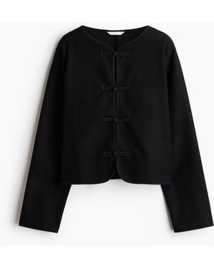 H&M Gebürstete Jacke mit Knebelknöpfen - Schwarz