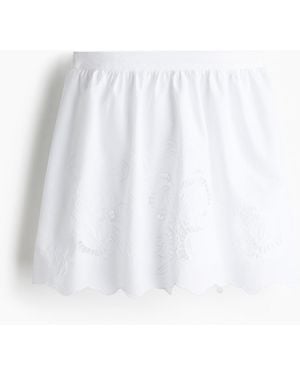 H&M Jupe mit Broderie Anglaise - Weiß