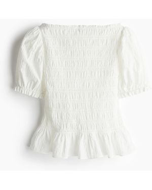 H&M Gesmokte Bluse - Weiß