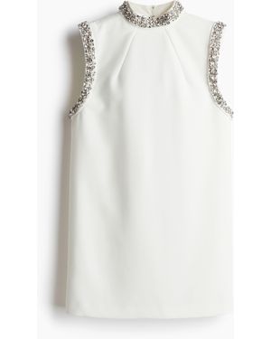 H&M Minikleid mit Strass - Weiß