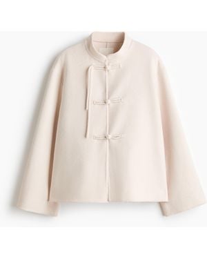 H&M Jacke aus Wollgemisch mit Bindedetail - Natur