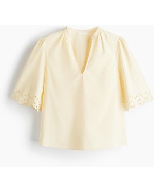 H&M Katoenen Blouse Met Broderie Anglaise - Wit