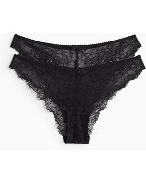 H&M 2er-Pack Spitzenslips Cheeky - Schwarz