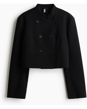 H&M Cropped Double-breasted Blazer - Zwart
