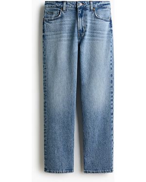 H&M Slim Straight Regular Waist Ankle Jeans - Blau
