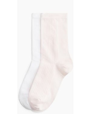 H&M 2er-Pack Gerippte Socken - Weiß