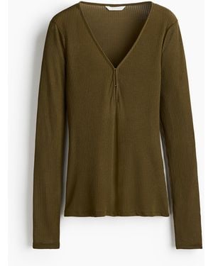 H&M Geripptes Shirt - Grün