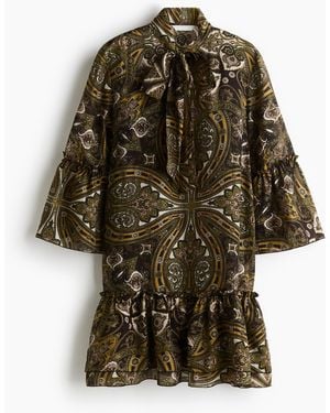 H&M Kleid mit Schleifenkragen - Schwarz
