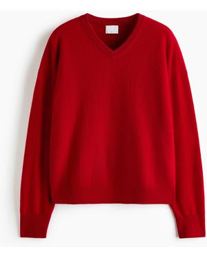 H&M Wollpullover mit V-Ausschnitt - Rot