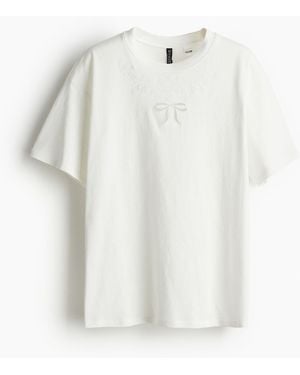 H&M Oversized T-Shirt mit Print - Weiß