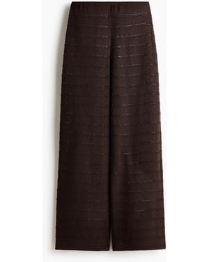H&M Weite Hose aus Strukturstrick - Braun