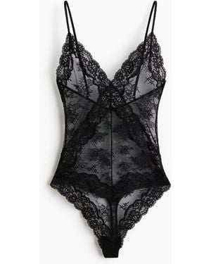 H&M Tangabody aus Spitze - Schwarz