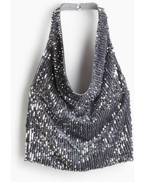 H&M Neckholder-Top mit Pailletten - Mettallic