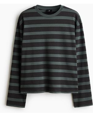 H&M Kastiges Langarmshirt in Relaxed Fit - Schwarz